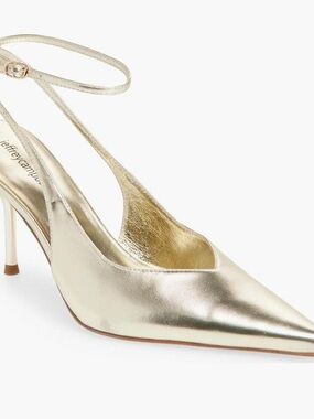 NWT Jeffrey Campbell Metallic Gold Pointed-Toe Ankle-Strap Pump